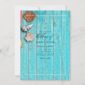 Rustic Turquoise Summer Beach Wedding Invitation Kaart (Voorkant)