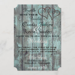 RUSTIC TURQUOISE WEDDING INVITE KAART