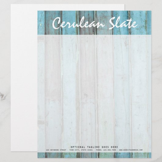 Rustic Turquoise Wood  & Boho Chic Boutique Briefhoofd Sjabloon (Voorkant / Achterkant)