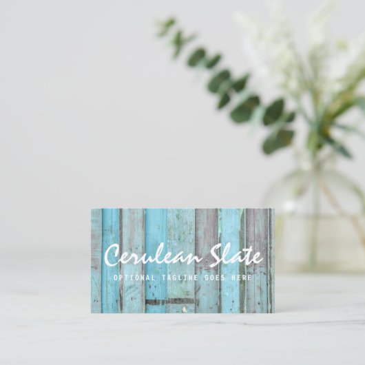 Rustic Turquoise Wood  & Boho Chic Boutique Visitekaartje (Staand voorkant)