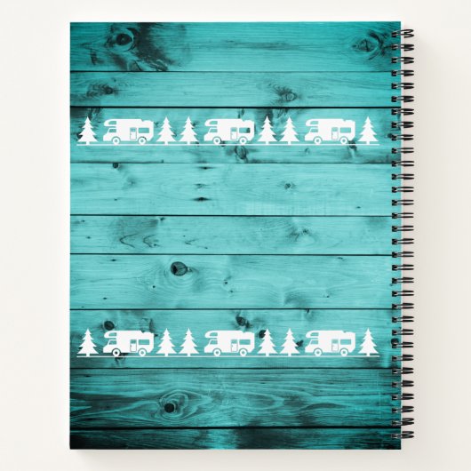 Rustic Turquoise Wood Camping Custom RV Journal Notitieboek (Achterkant)