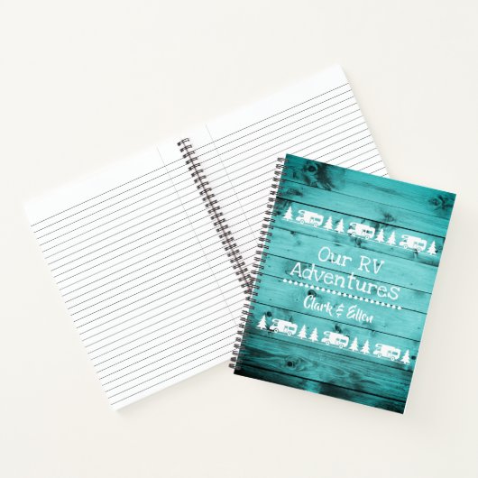 Rustic Turquoise Wood Camping Custom RV Journal Notitieboek (Binnen)