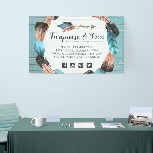 Rustic Turquoise Wood & Feather Arrow Boho Chic Spandoek (Beurs)