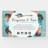 Rustic Turquoise Wood & Feather Arrow Boho Chic Spandoek (Horizontaal)