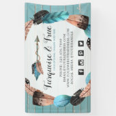 Rustic Turquoise Wood & Feather Arrow Boho Chic Spandoek (Verticaal)