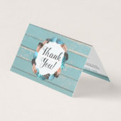 Rustic Turquoise Wood & Feather Arrow Dank u Kaart (Voorkant)