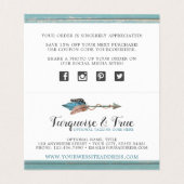 Rustic Turquoise Wood & Feather Arrow Dank u Kaart (Binnenkant ongevouwen)