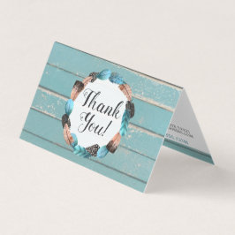 Rustic Turquoise Wood & Feather Arrow Dank u Kaart