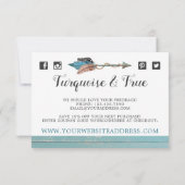 Rustic Turquoise Wood Feather Arrow Dank u wel Kaart (Achterkant)