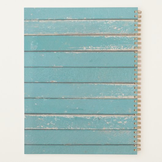 Rustic Turquoise Wood & Feather Wreath Boho Chic Planner (Achterkant)