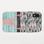 Rustic Turquoise Wood Pink Antler Camo Case-Mate iPhone Case (Achterkant (horizontaal))