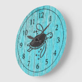 Rustic Turquoise Wood Turtle  Beach  Nautical Grote Klok (Hoek)
