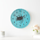 Rustic Turquoise Wood Turtle  Beach  Nautical Grote Klok (Huis)