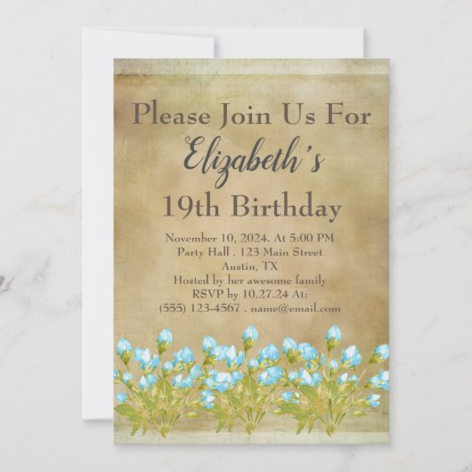 Rustic Tuscan Gold Birthday Kaart (Voorkant)