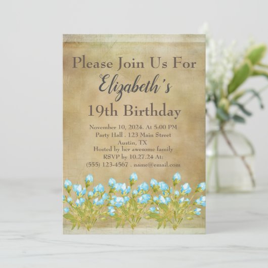 Rustic Tuscan Gold Birthday Uitnodiging (Staand voorkant)