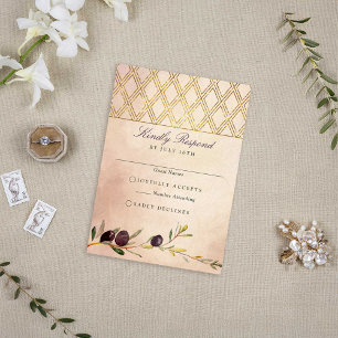 Rustic Tuscan Olive Branches Wedding RSVP Kaartje