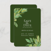 Rustic Tuscan Olive Greenery Save the Date Aankondiging (Voorkant / Achterkant)