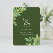 Rustic Tuscan Olive Greenery Save the Date Aankondiging (Staand voorkant)