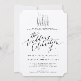 Rustic Tuscany Calligraphy Wedding Invitation Kaart