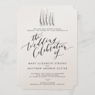 Rustic Tuscany Calligraphy Wedding Invitation Kaart