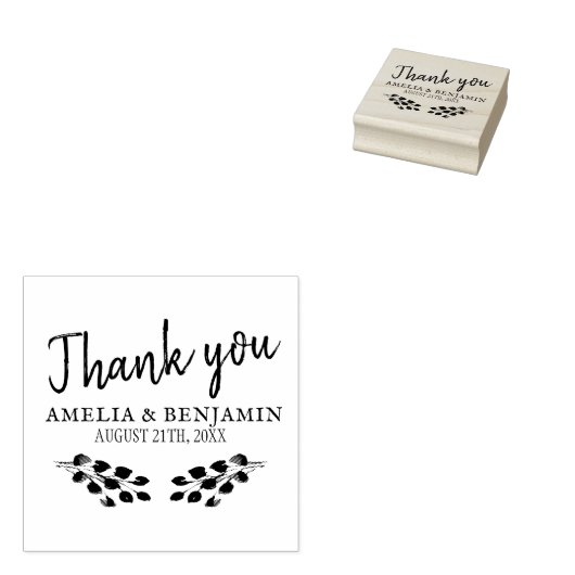Rustic Twigs Dank u Script Wedding Rubberstempel (Gestempeld)