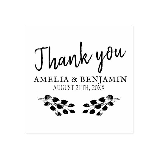 Rustic Twigs Dank u Script Wedding Rubberstempel (Afrduk)