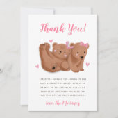 Rustic Twin Girls Cub Beer Baby shower  Bedankkaart (Voorkant)