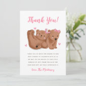 Rustic Twin Girls Cub Beer Baby shower  Bedankkaart (Staand voorkant)