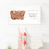 Rustic Twin Girls Cub Beer Baby shower Spandoek (Insitu)