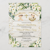 Rustic Twin Mexican Baptism & Third Birthday Kaart (Voorkant / Achterkant)