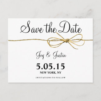 Rustic Twine Bow Save the Date Briefkaarten