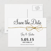 Rustic Twine Bow Save the Date Briefkaarten (Voorkant / Achterkant)