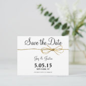 Rustic Twine Bow Save the Date Briefkaarten (Staand voorkant)