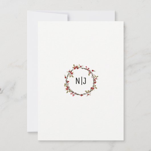 Rustic Twine Cranberry Berry Krans Vrijgezellenfee Kaart (Achterkant)