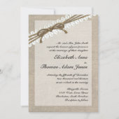 Rustic Twine en Lace Burlap 2 Wedding Invitation Kaart (Voorkant)