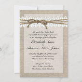 Rustic Twine en Lace Burlap Wedding Invitation Kaart (Voorkant)