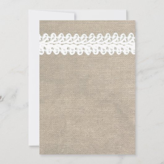 Rustic Twine en Lace Burlap Wedding Invitation Kaart (Achterkant)