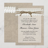 Rustic Twine en Lace Burlap Wedding Invitation Kaart (Voorkant / Achterkant)