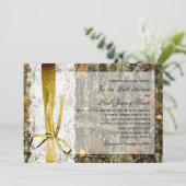 Rustic Twine en Lace Camo Wedding Invitations Kaart (Staand voorkant)