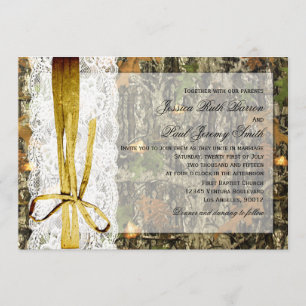 Rustic Twine en Lace Camo Wedding Invitations Kaart