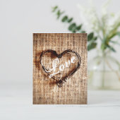 Rustic Twine Heart Burlap Print LOVE Briefkaart (Staand voorkant)