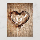 Rustic Twine Heart Burlap Print LOVE Briefkaart (Voorkant)