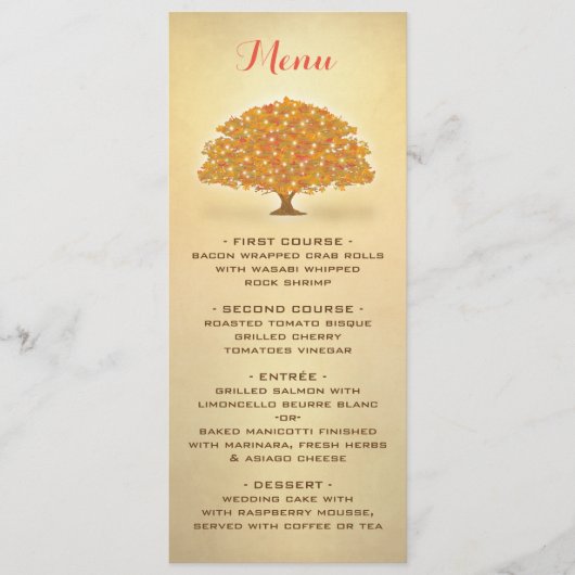 Rustic Twinkle licht Najaar boommenukaart Menu (Voorkant)
