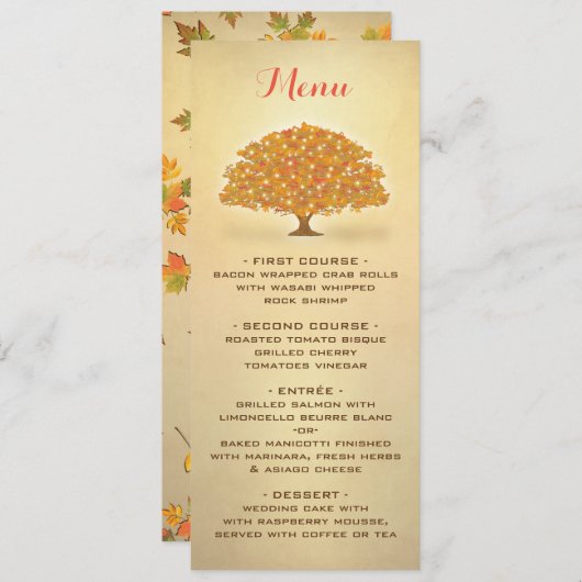 Rustic Twinkle licht Najaar boommenukaart Menu (Voorkant / Achterkant)