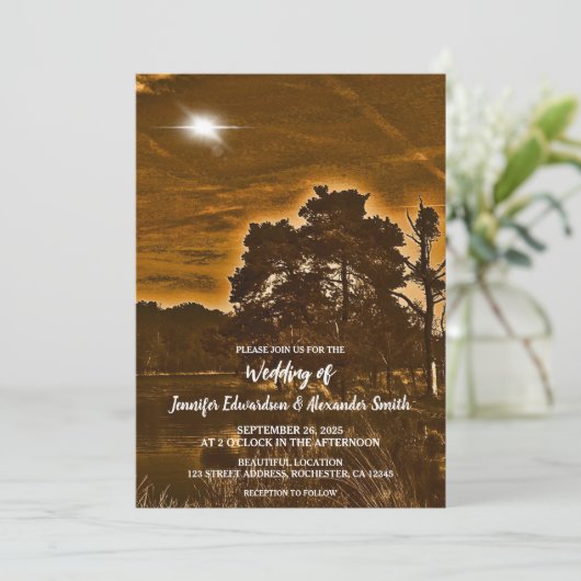 Rustic twinkle light country wedding invitation save the date (Staand voorkant)