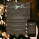 Rustic Twinkle Lights Greenery Rehearsal Dinner Kaart<br><div class="desc">"Rustic Twinkle Lights Greenery Rehearsal Dinner Invitation" is een rustige,  maar moderne,  eenvoudige en elegante. Een stil,  onderuitgedrukt ontwerp voor een moderne minimalistische gebeurtenis. Alle kunst werd gemaakt door een internationaal erkende kunstenaar en ontwerper,  Audrey Jeanne Roberts,  copyright.</div>