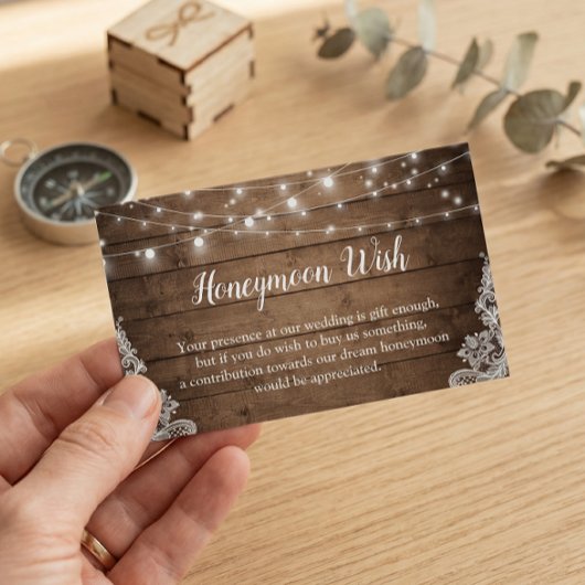 Rustic Twinkle Lights Wedding Honeymoon Fund Kaart