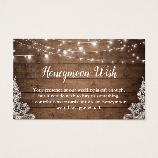 Rustic Twinkle Lights Wedding Honeymoon Fund Kaart (Voorkant)