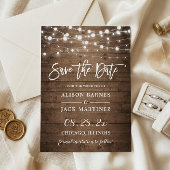 Rustic Twinkle Lights Wedding Save the Date Magnet