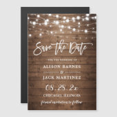 Rustic Twinkle Lights Wedding Save the Date Magnet (Voorkant / Achterkant)